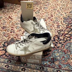 Golden Goose White and Navy Sneakers size 41 like new